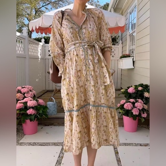 Baybala Lele Dress Floral Cream Pink Boho Large